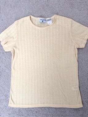 Butter Yellow Pointelle Knit Tee